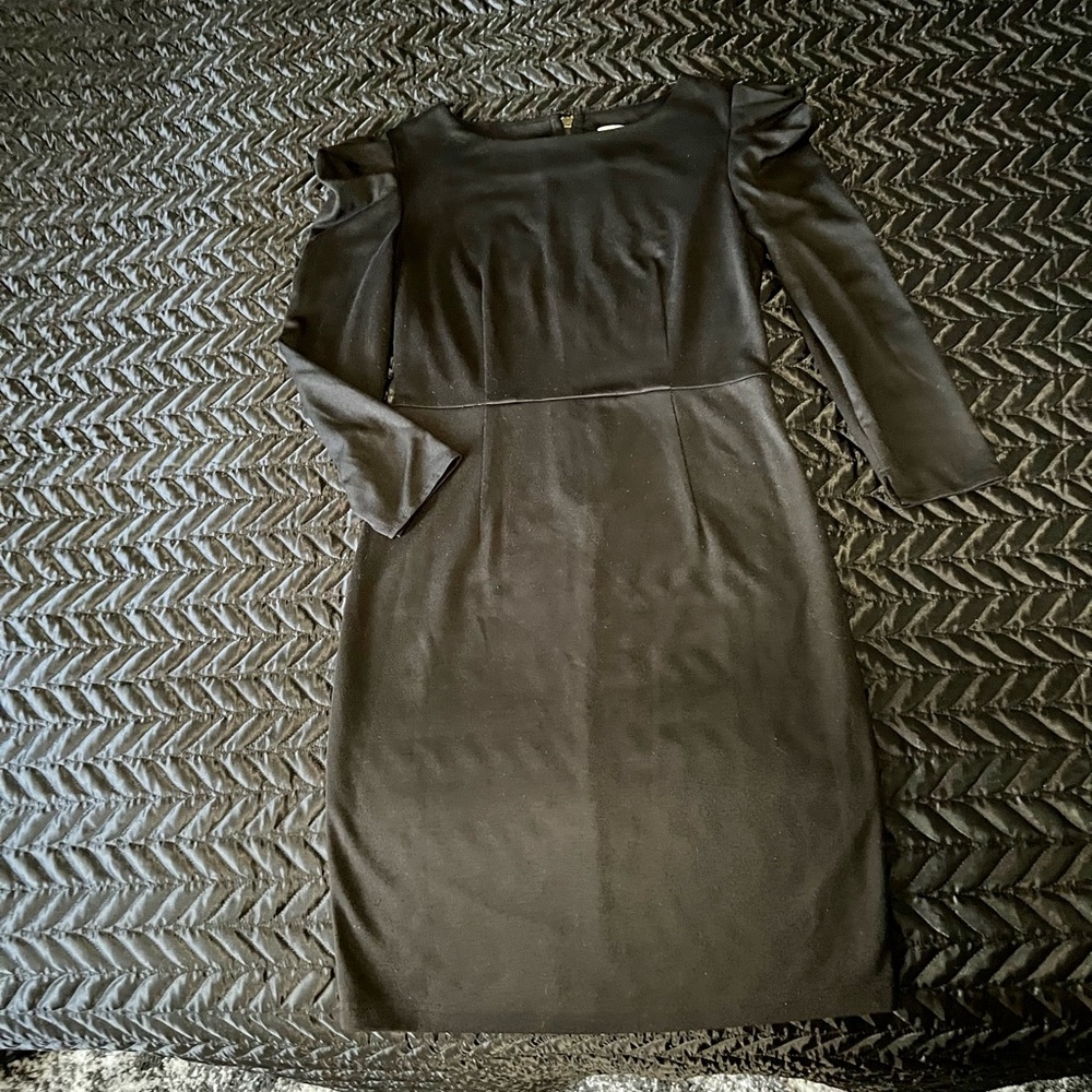 BB Dakota Black Bodycon Dress, Size S, Ruched Three Quarter Sleeve, Sheath